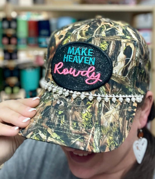 Camo Make Heaven Rowdy Glitter Patch Hat WITH CHAIN